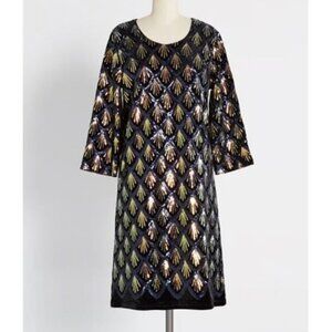 Modcloth Molly Bracken Sequin Dress XS NEW Black Iridescent Holiday Art Deco 20s